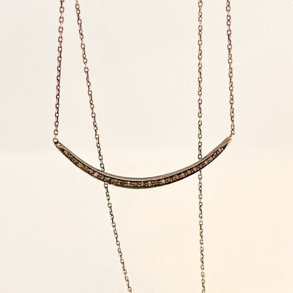 Zoe Chicco Sterling Silver necklace with raw cut pavé diamonds